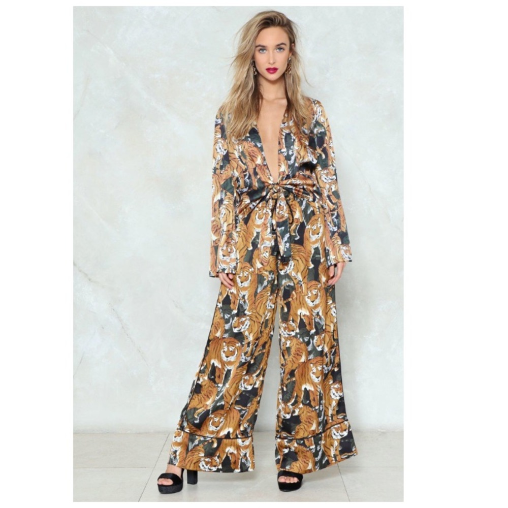 Nasty Gal Easy Tiger Satin Crop Top ONLY TOP